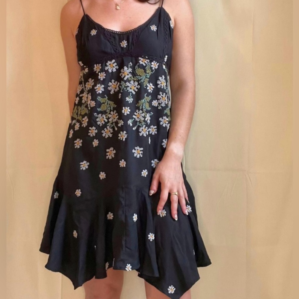 Urban Outfitters daisy embroidered black sundress
